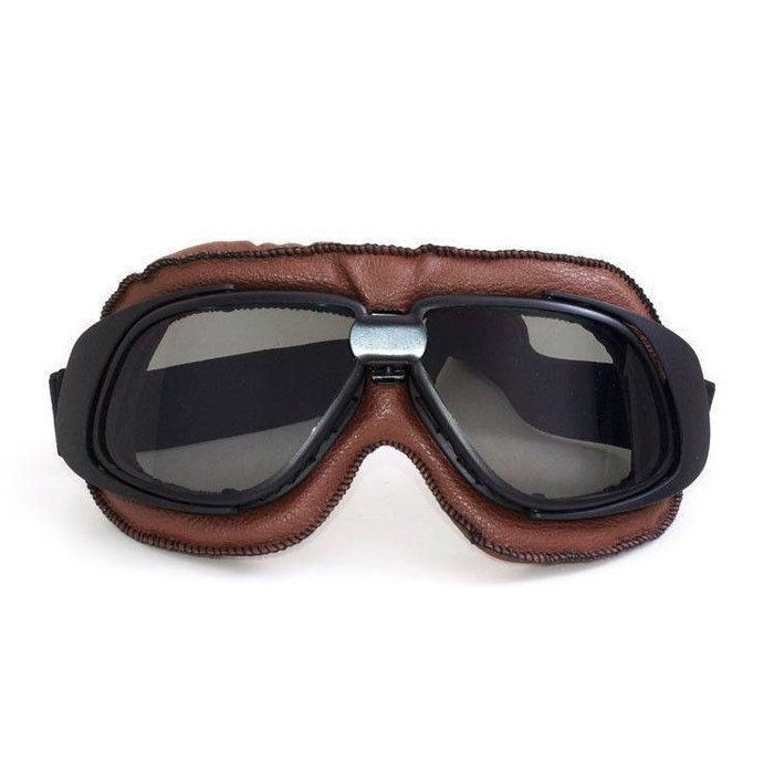 CRG retro, bruin leren motorbril