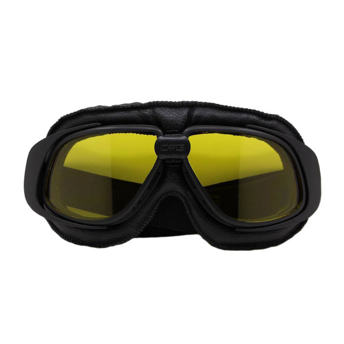 CRG retro, zwart leren motorbril