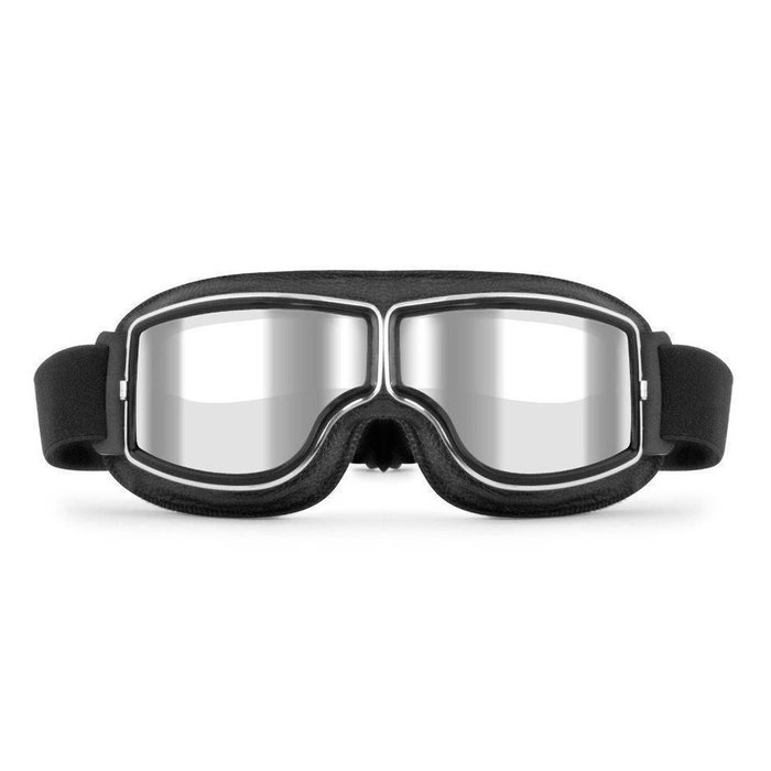 CRG schwarze Leder Cruiser Motorradbrille