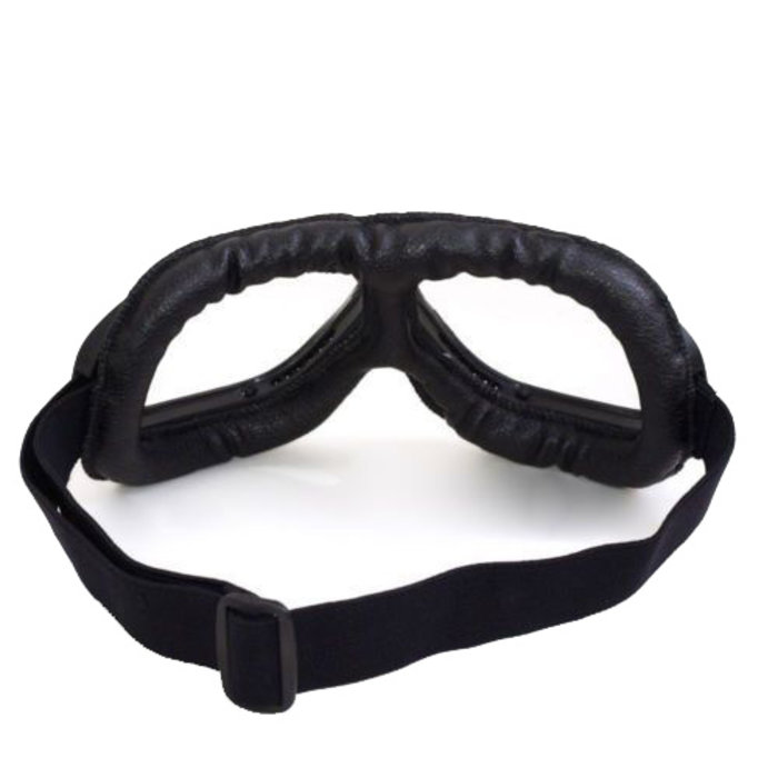 CRG retro, zwart leren motorbril