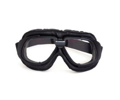 CRG retro, zwart leren motorbril
