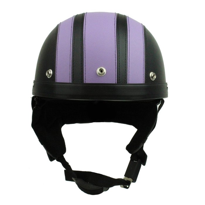 Vintage schwarz - lila Leder Halbschalenhelm