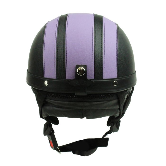Vintage black - purple leather half helmet