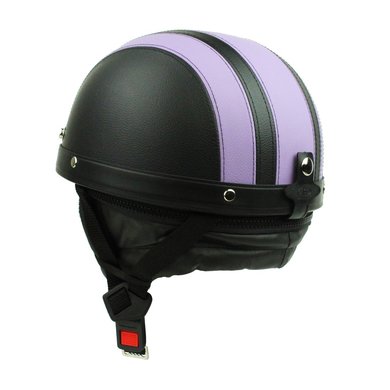 Vintage black - purple leather half helmet
