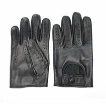 retro racing leren handschoenen zwart