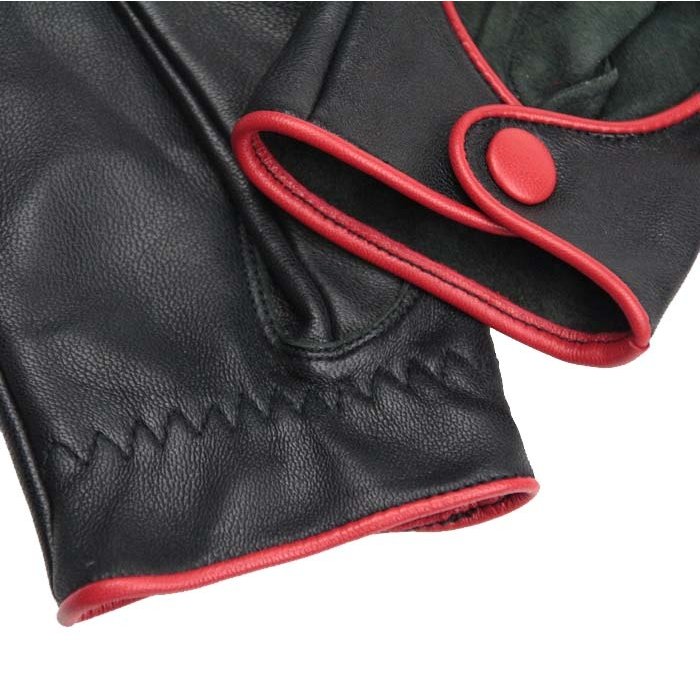 Swift premium racing leather gloves black-red