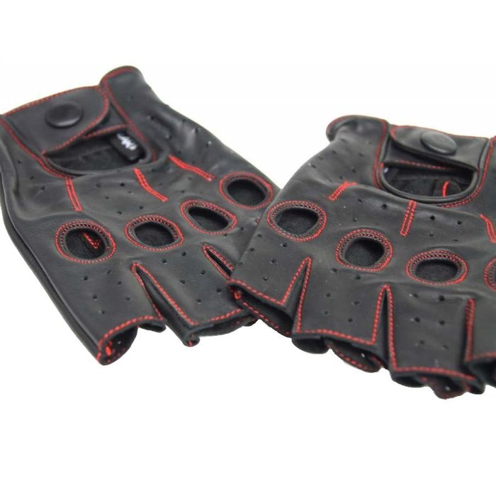 Swift racing fingerless leather gloves black-red