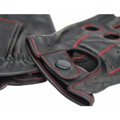 Swift racing vingerloze leren handschoenen zwart-rood