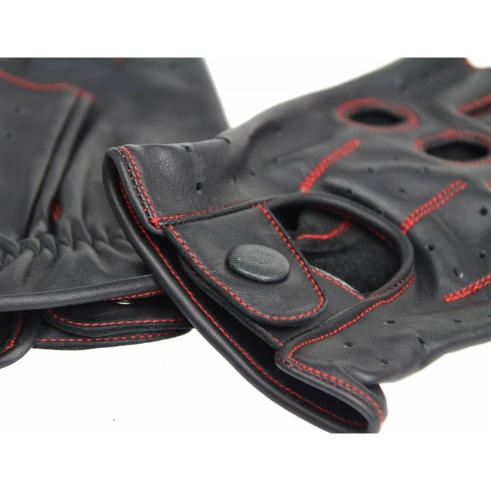 Swift Racing fingerlose Autofahrer handschuhe Schwarz-Rot Leder