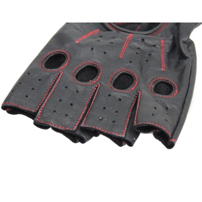 Swift racing fingerless leather gloves black-red