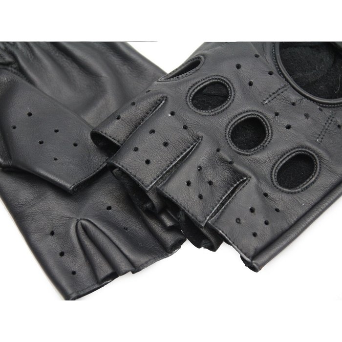 Swift Racing fingerlose Autofahrer handschuhe Schwarz Leder