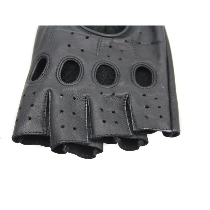 Swift Racing fingerlose Autofahrer handschuhe Schwarz Leder