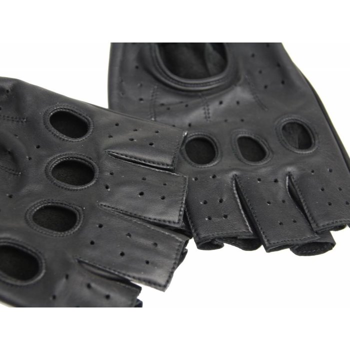 Swift Racing fingerlose Autofahrer handschuhe Schwarz Leder