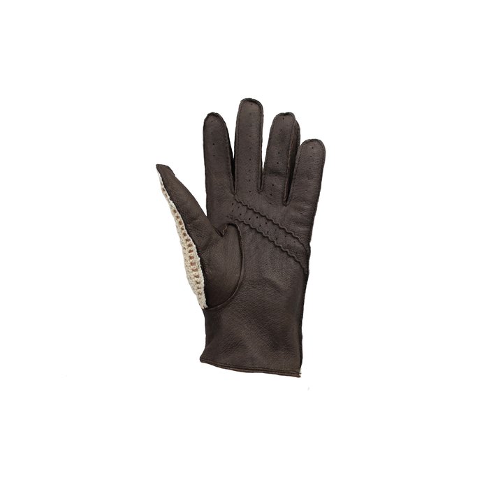 Laimböck espresso crochet - brown leather driving gloves ladies