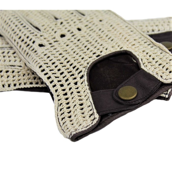 Laimböck espresso crochet - brown leather driving gloves ladies