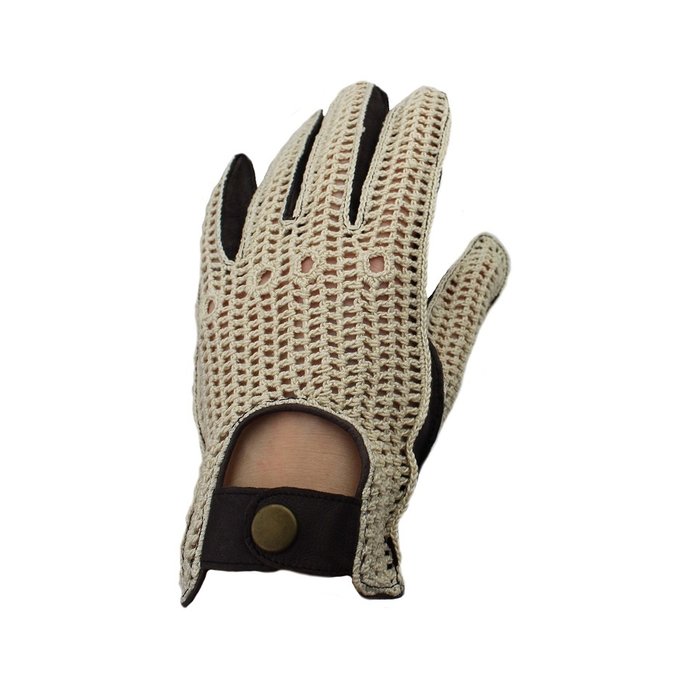 Laimböck espresso crochet - brown leather driving gloves ladies