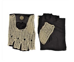 Laimböck Espresso Crochet - Leder fingerlose Autofahrer handschuhe Damen