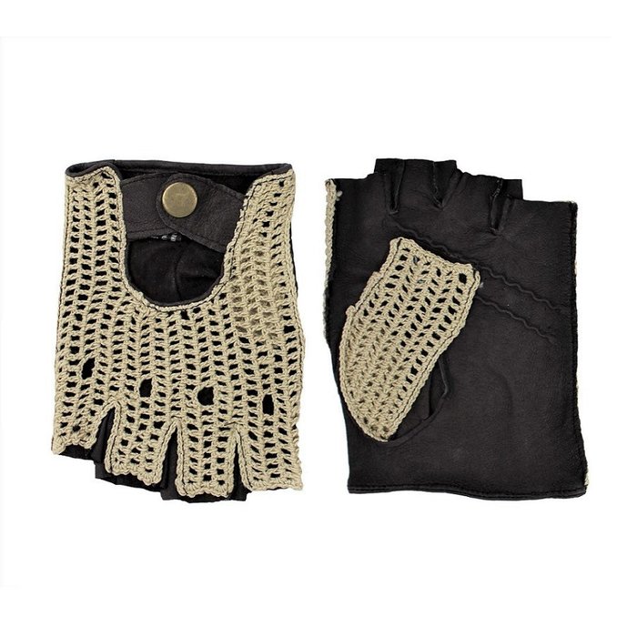 Laimböck Espresso Crochet - Leder fingerlose Autofahrer handschuhe Damen