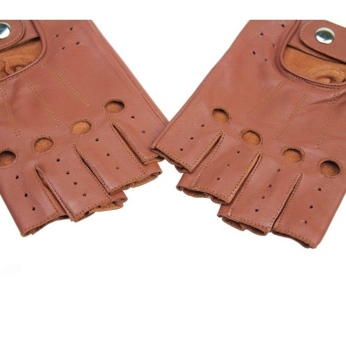 Swift driver fingerless leather gloves nappa brown