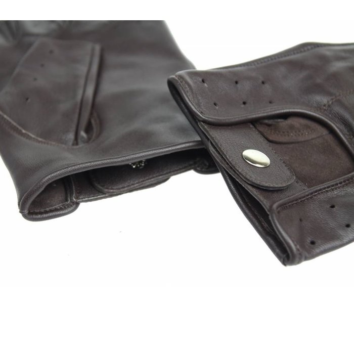 Swift driver fingerless leather driving gloves dark brown