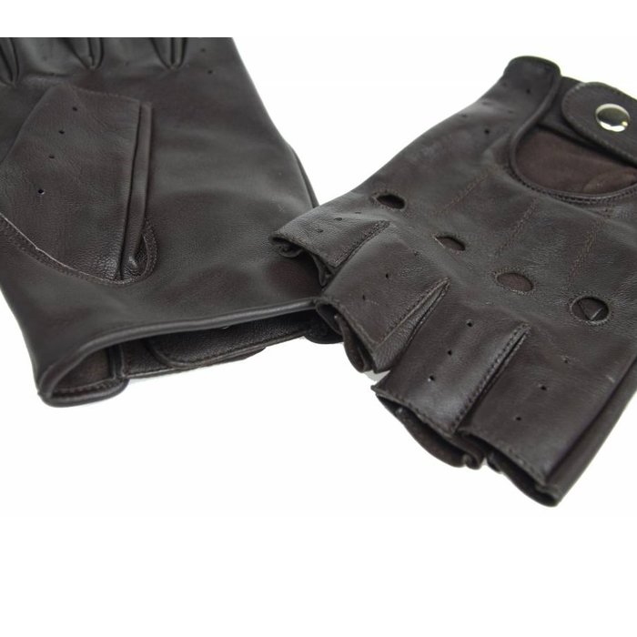 Swift driver fingerless leather driving gloves dark brown