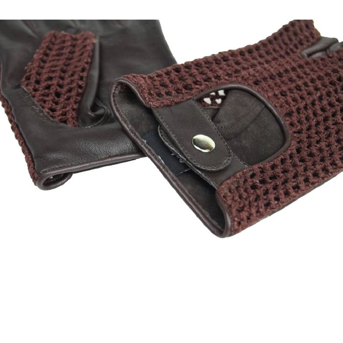 Swift vintage vingerloze crochet leren handschoenen bruin