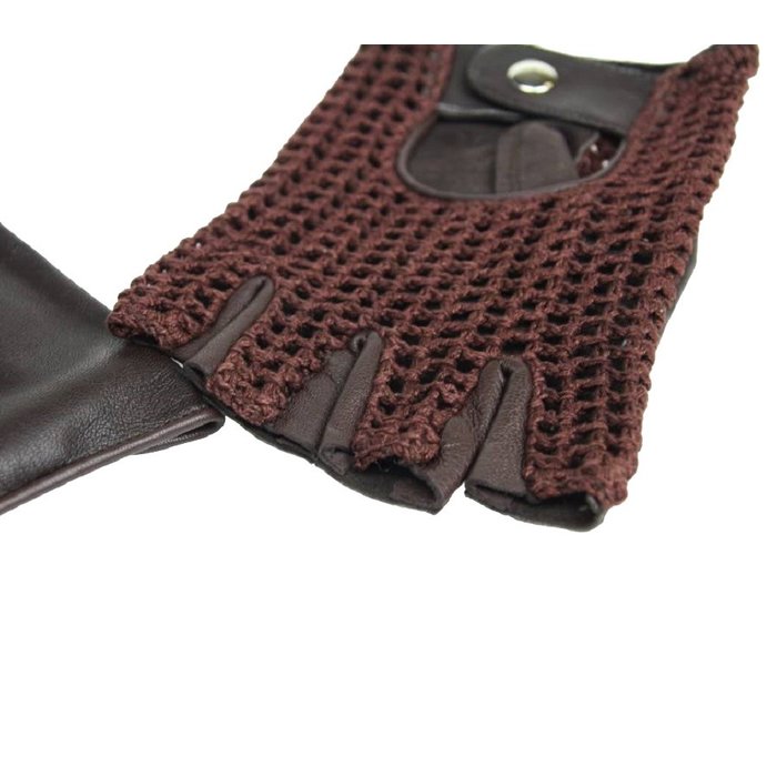 Swift Vintage Crochet fingerlose Autofahrerhandschuhe braun