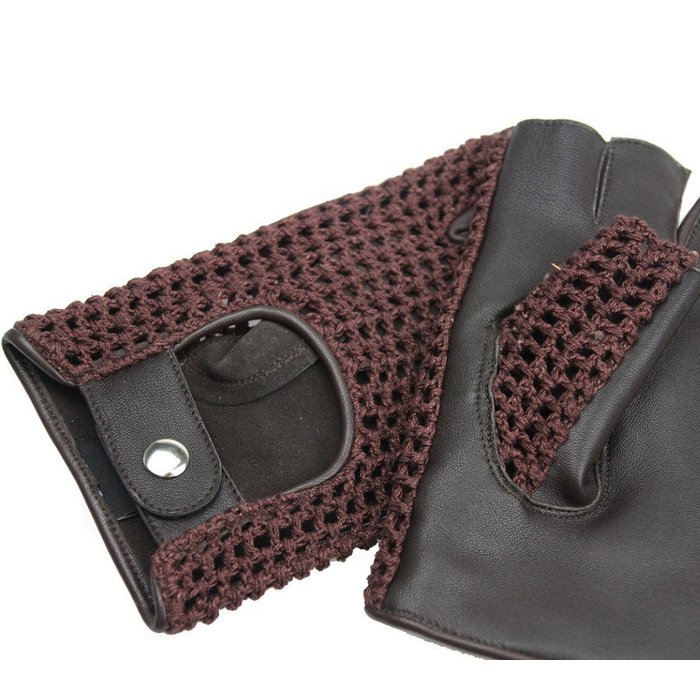 Swift Vintage Crochet fingerlose Autofahrerhandschuhe braun