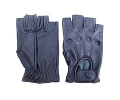 Swift driver fingerless leather driving gloves blue