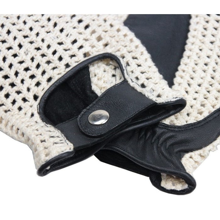 Swift vintage crochet leren handschoenen zwart