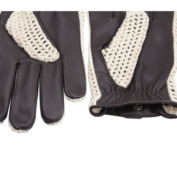 Swift vintage crochet leren handschoenen donkerbruin