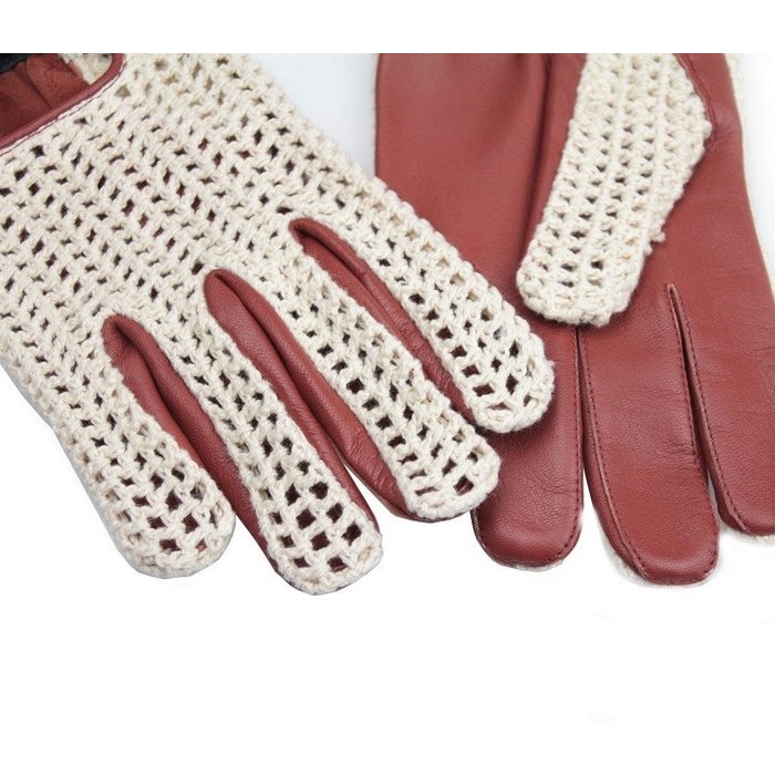 Swift Vintage Crochet-Leder Autofahrerh andschuhe nappa braun
