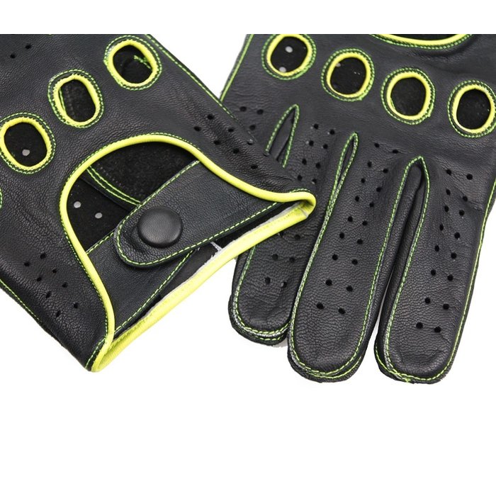 Swift racing leather gloves black-yellow