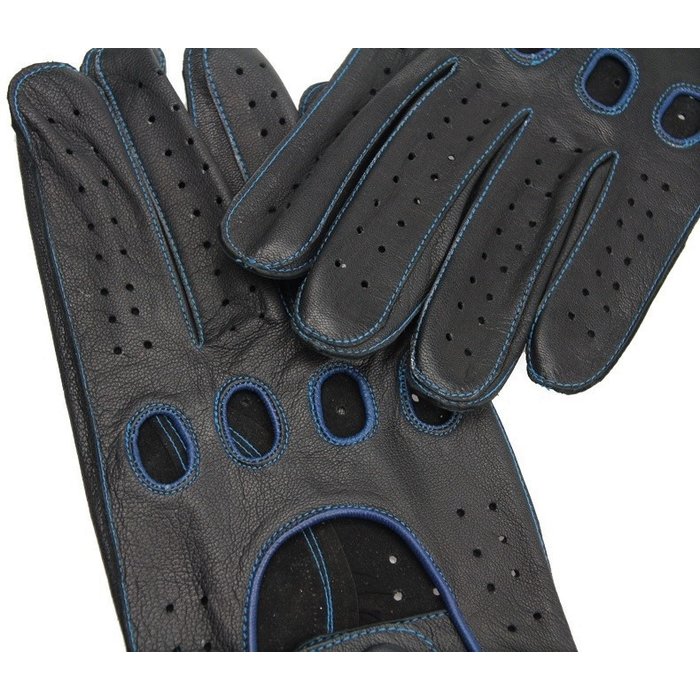 Swift racing leren handschoenen zwart-blauw