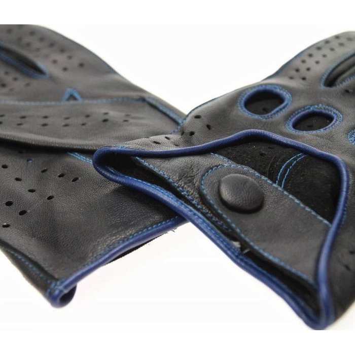 Swift racing leren handschoenen zwart-blauw