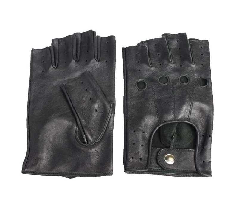driver vingerloze leren handschoenen zwart