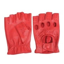 racing fingerless leather gloves red