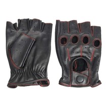 racing fingerless leather gloves black-red