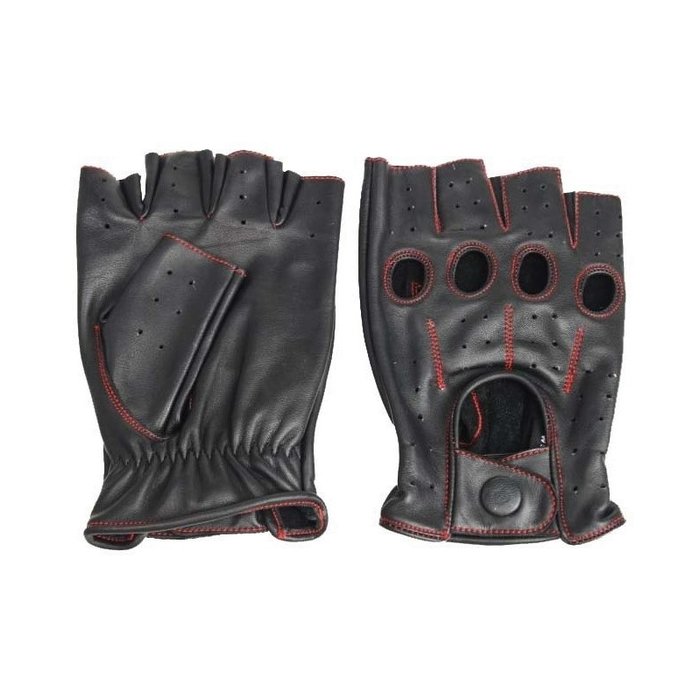 Swift racing fingerless leather gloves black-red