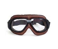 CRG Retro Motorradbrille Braun Leder