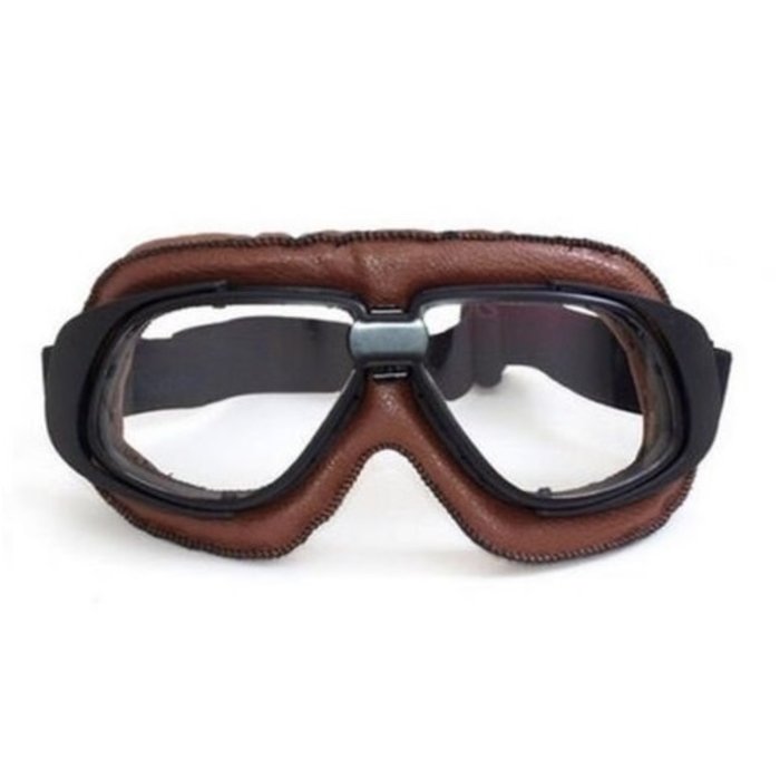 CRG retro, bruin leren motorbril