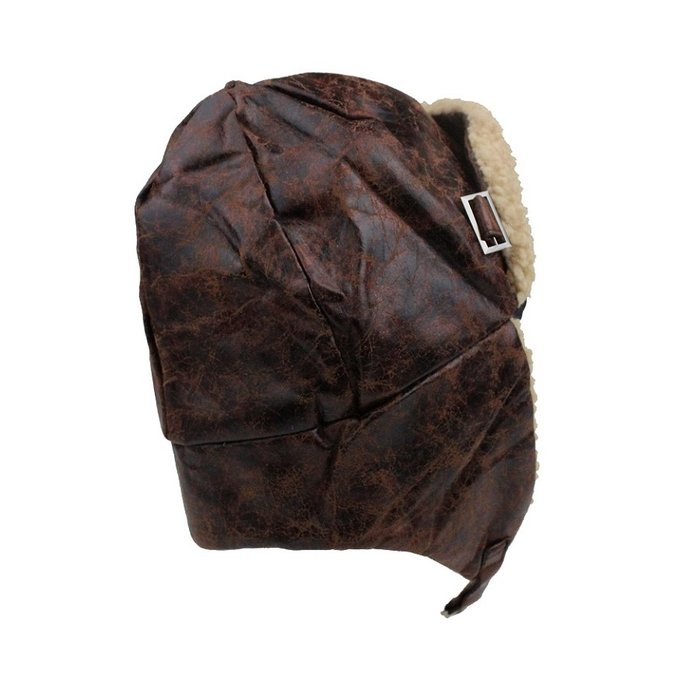 Brown aviator hat cap with motor goggles