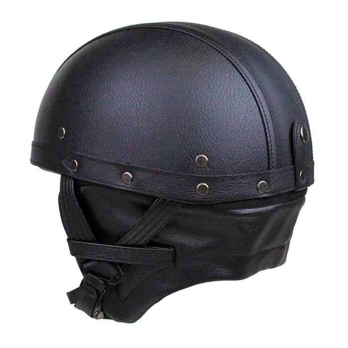 JYT Leder Halbschalenhelm Schwarz