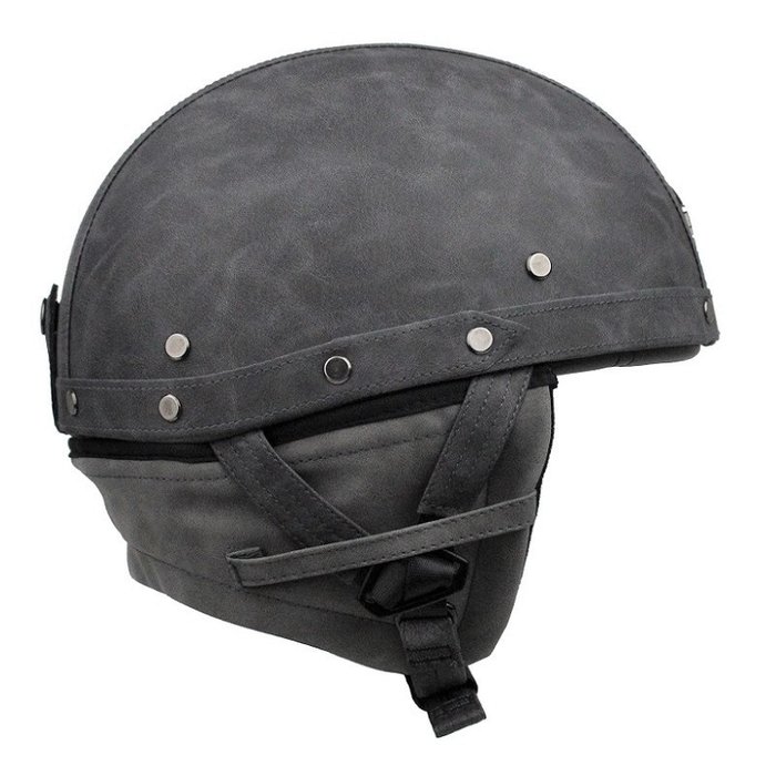 JYT grey leather half helmet