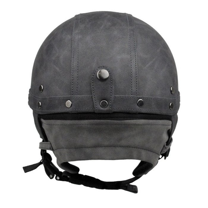 JYT grey leather half helmet