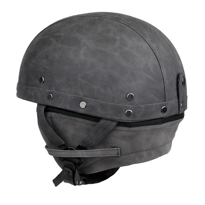 JYT grey leather half helmet