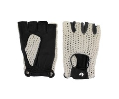 Swift vintage fingerless crochet leather gloves black