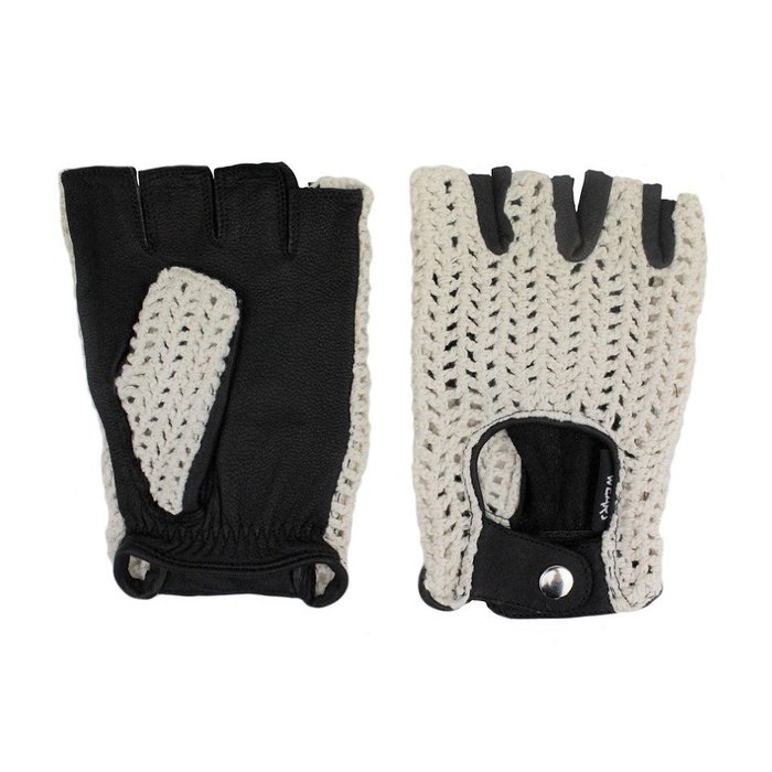 Swift vintage vingerloze crochet leren handschoenen zwart