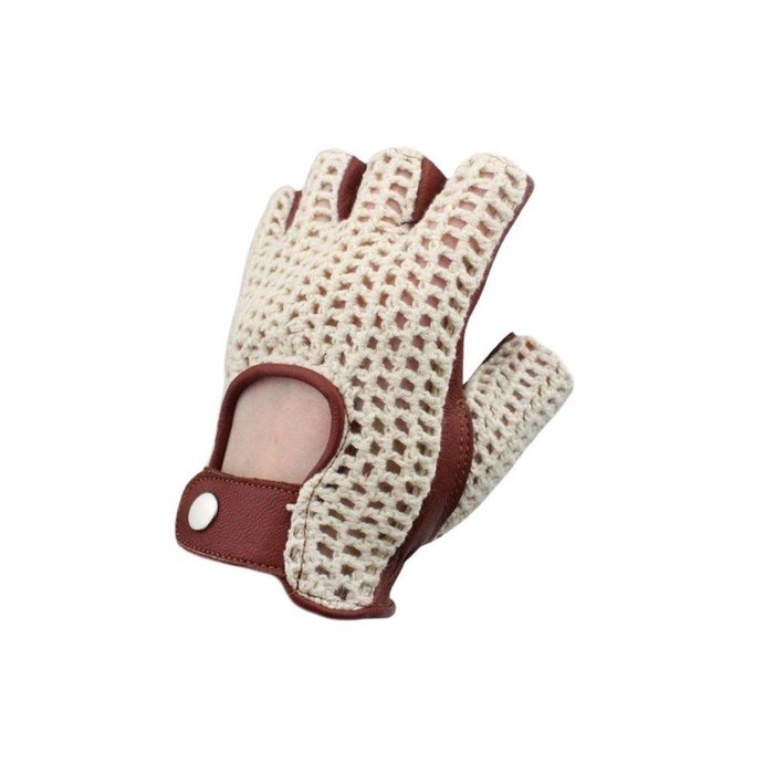 Swift vintage vingerloze crochet leren handschoenen nappa bruin