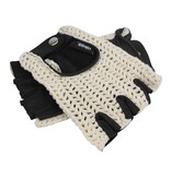 Swift vintage fingerless crochet leather gloves black